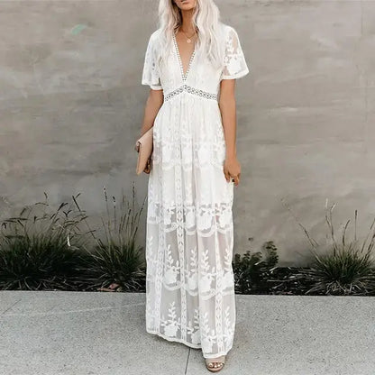 Off-Shoulder Lace Summer Dress