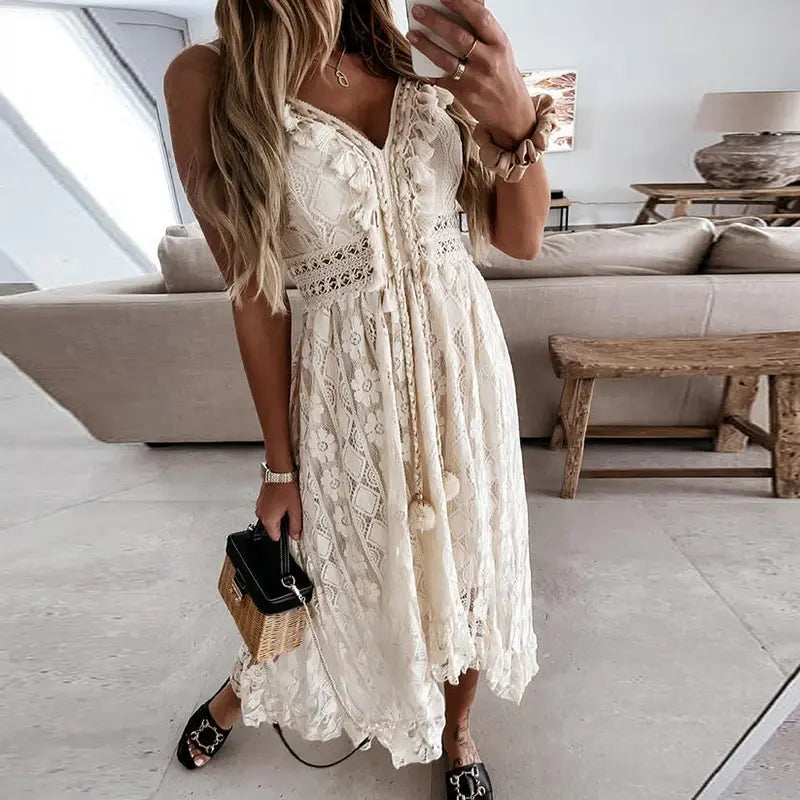 Off-Shoulder Lace Summer Dress