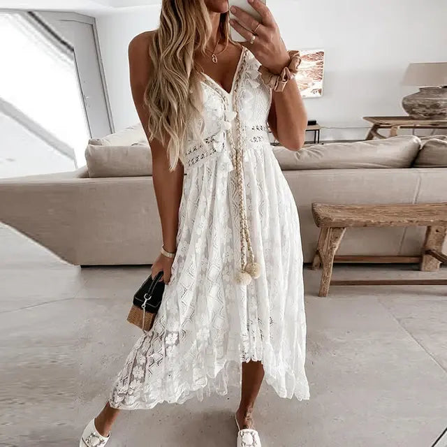 Off-Shoulder Lace Summer Dress