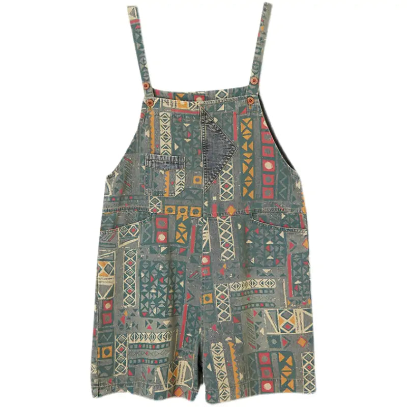 Retro Denim Shorts Jumpsuit