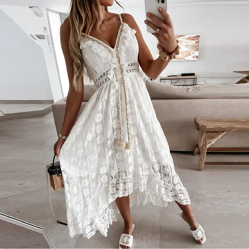 Off-Shoulder Lace Summer Dress