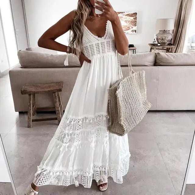 Off-Shoulder Lace Summer Dress